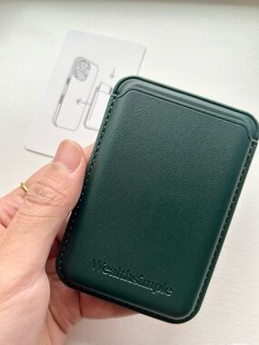 Brand new Wealthsimple MagSafe magnetic card holder in dark green